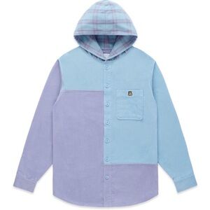 Teddy Fresh Corduroy Color Block Hooded Jacket XS Purple Blue
